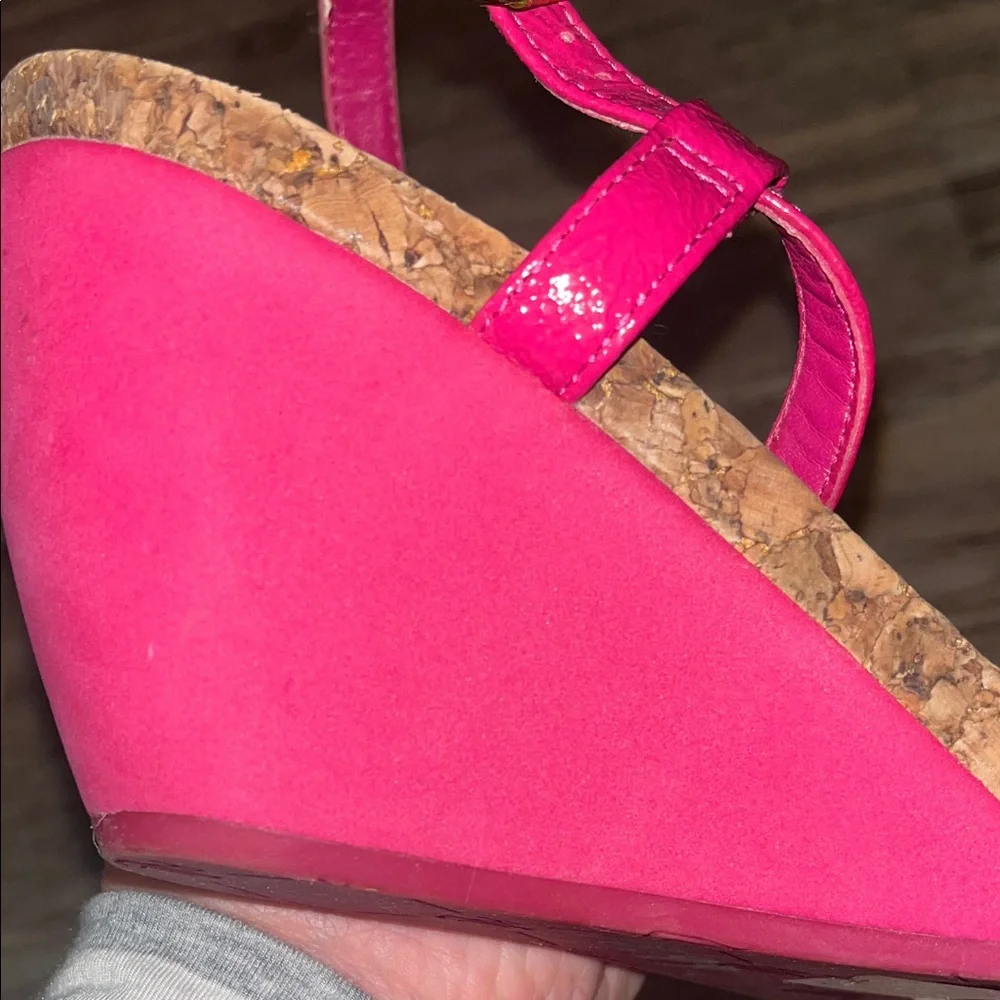 Lauren Ralph Lauren Red Leather Cork Thong Sandals - Picture 7 of 8